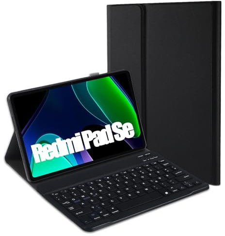Jeloyutek für Xiaomi Redmi Pad SE 2023 Tastatur Hülle, QWERTZ Layout Magnetisch Abnehmbarer Tastatur mit Hülle für Xiaomi Redmi Pad Se 11 Zoll 2023, Schwarz