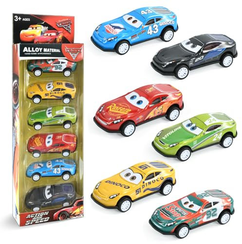 SHANKAM 6 Stück Zurückziehen Rennauto,Zurückziehen Autos Spielzeug,Cars Mini Racers,Auto Spielzeug Set,Trägheit Fahrzeug,Rennwagen Kinder,für 3-12 Jahre Jungen Mädchen Kinder(B)