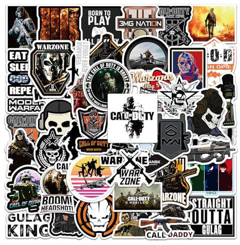 Bric dodo 100 Stück Call of Duty Aufkleber Auto Laptop Telefon Gitarre Skateboard Motorrad Fahrrad Call of Duty Stickers Set Vinyl Wasserdicht Aesthetic Aufkleber für Jugendliche Kinder Erwachsene