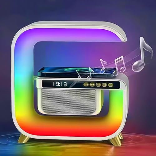 IVQOYTTV Sonnenaufgangswecker, Wake-up-Light-Lautsprecher mit Ladefunktion und bunten RGB-Lichtern, Hi-Fi-Soundeffekt und kompatibel mit Telefonen/Tablets, für Schlafzimmer, Bürodekoration, Geschenke