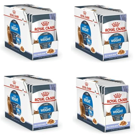 Royal Canin Light Weight Care in Gelee | 4er Pack | 4 x 12 x 85 g | Nassfutter für Katzen | Zur Unterstützung für übergewichtige Katzen | Enthält Eisen, Mangan und Zink