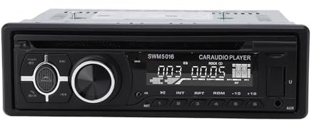 Autoradio, Lecteur CD DVD de Voiture avec Télécommande, Prise en des Appels Mains Libres, BT, Port USB 2.0, Récepteur Radio FM pour Camion, Voiture, Camping-Car