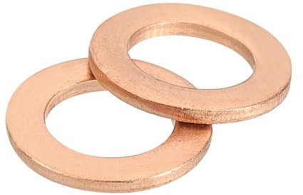 sourcing map M6 Flat Washer, 50 Pcs Copper Ring Flat Washers 10mm OD Metal Sealing Gasket Ring for Screws Bolts Nuts