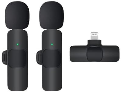 BYbrutek Upgraded 2-Pack Lavalier Wireless Microphones for iPhone and iPad, Mini Microphone for Video Recording, Podcasts, Interviews, YouTube, TikTok, and Vlogging (Equipped with Lightning Receiver)