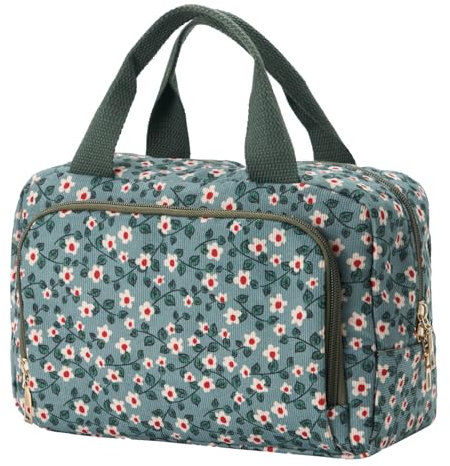 Funtlend Cord Kulturtasche Damen Kosmetiktasche Mit Vielen Fächern - Reise Waschtasche Make-up Tasche für Mädchen und Travel