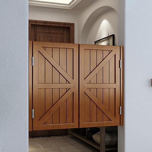 Holz-Limousinentüren, automatisches Schließen, Schwingtür für Haus/Türen, Braun, 95 x 90 cm, ideal für Bar, Küche, Salon, Butler-Tür, mit automatischer Schließfunktion