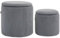 HOMCOM Set of 2 Round Ottoman with Storage, Fabric Vanity Stool for Makeup, Footrest Stool with Removable Lid for Living Room & Bedroom, Light Grey