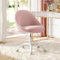SONGMICS Homeoffice-Stuhl, Schminkstuhl aus Fleece, Schreibtischstuhl, Schaumstoffpolsterung, höhenverstellbar, für Arbeitszimmer, Schlafzimmer, pastellrosa OBG020R03