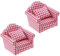 Liummrcy Dollhouse Sofa Sessel mit Kissen, Mini Dolls House Möbel Couch & Stuhl Miniatur Holzmöbel Handwerk liefert rot Karierte Puppenhaus -Spielzeugpuppenhauszubehör, 2 PCs, Spielzeug.