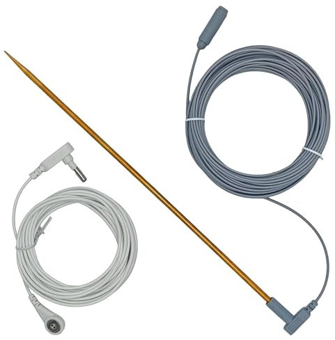 Kit de varilla de tierra de cobre: varilla de tierra con cable de tierra hembra de 40 pies y cable de extensión de 15 pies, ideal para cercas eléctricas, antenas, antenas parabólicas