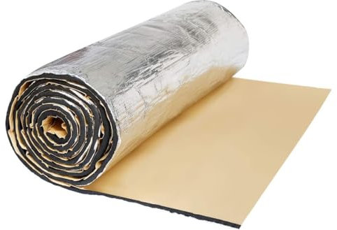 Tapis d'Isolation Thermique et Sonique Avec Feuille d'Aluminium 100cm x 500cm x 7mm Isolant Thermique Phonique Pour Voiture Insonorisation Coffre Sol Porte Capot