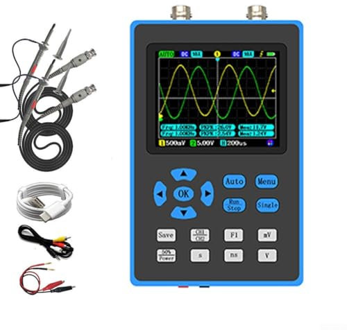 HEBEOT Dual Channel Oscilloscope, Handheld Digital Oscilloscope 120M Bandwidth Oscilloscopes And Multimeter For Sine Waves Square Waves Triangle Waves