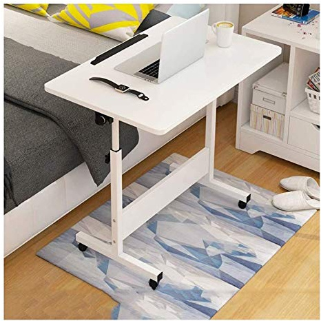 Bureau pliable pour ordinateur portable avec base en forme de C et roulettes | Station de travail portable et mobile pour bureau à domicile