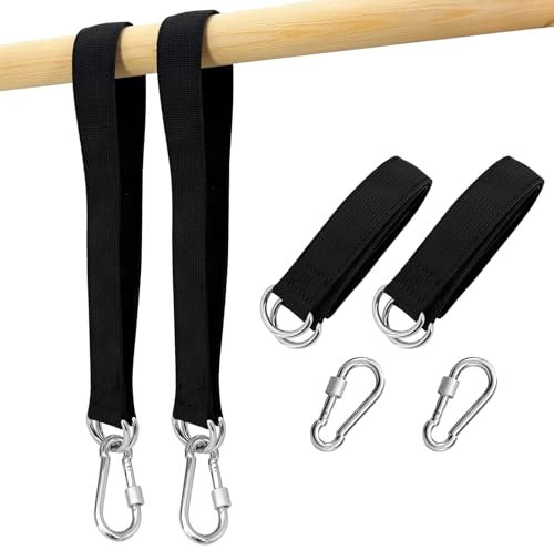 Schaukel Befestigung 50cm Schaukelseil mit Schaukelhaken - 2 Stück Hängematten Befestigung Schaukelseile Seil mit Karabiner für Baumschaukel Hält bis zu 400kg, Schaukelverbinder Aufhängung Hängesessel