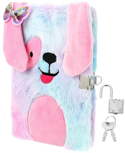 SOIMISS Plüsch Notizbuch mit Schloss Buntes Nachfüllbares Tagebuch für Geeignet für Kreatives Schreiben Reiseberichte und Ideen aus Hochwertigem Plüsch