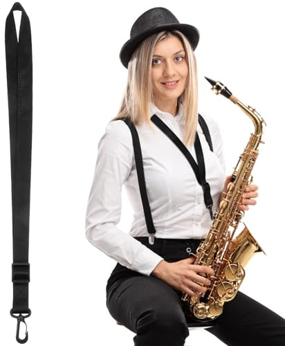TOVINANNA Verstellbarer Saxophongurt mit Ergonomischem Design Rutschfestem Nackenband Gepolstertem Tragegurt für Saxophon Klarinette und Oboe Langlebiger Instrumentenhalsriemen