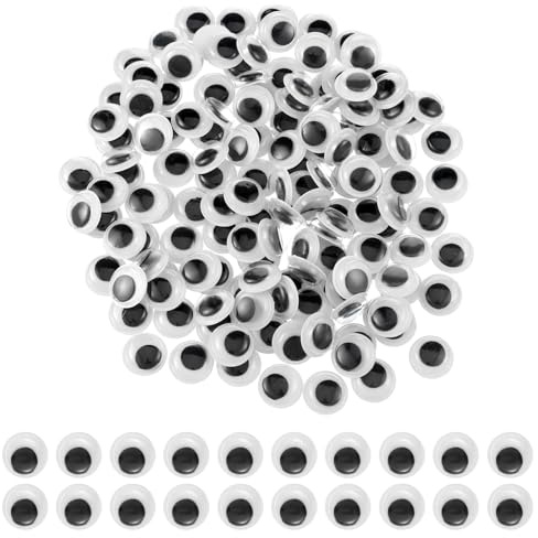 Cobee 400 Stück Wackelaugen Selbstklebend, 15mm und 20mm Runde Selbstklebende Wackelaugen Schwarz Weiß Kunststoff Bastelaugen Augen Für Schulprojekte Halloween Weihnachten Basteln Dekorationen