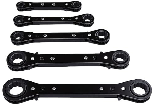 ZASCHMOY Double Ended Ratchet Wrench, Compact Space Saving Design 6x8mm to 19x21mm Bidirectional 12 Point Socket, with Reversible Ratchet Design, for Motorcycle Automotive Maintenance