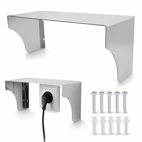 Steckdosen Abdeckung Außen 205mm - Edelstahl Steckdose Regenschutz | Wasserdichtes Schutzdach für Wallbox, Türklingel, Außensteckdose und Kamera