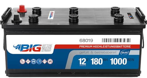 BIG Starterbatterie 12V 180Ah 1000A Silber-Calcium 68019 | LKW Nutzfahrzeugbatterie, Blei-Säure Silber-Calcium, Traktor Baumaschinen, 40 kg, UN2794