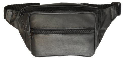leatherboss Fanny Pack mit 5 Reißverschluss Pocket – Schwarz