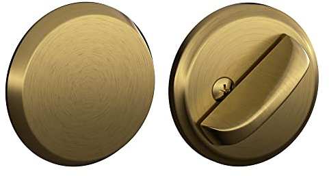 Schlage B81 609 Deadbolt with Standard Trim, Non-Keyed One Sided Deadbolt, Highest Residential Security, Antique Brass