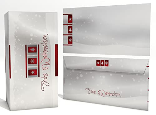 Weihnachtskarten Set | Weisse Weihnacht | 50 Klappkarten DIN LANG | 50 Briefumschläge | Kuvert im DIN LANG-Format | Karten Set