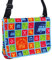 BRISA VW Collection - Volkswagen Große Neopren Schulter-Kultur-Umhänge-Tasche in Querformat im T1 Bulli Bus Design (Surf/Bunt)