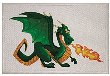 U24 Aufnäher Feuerspuckender Drache weiss Fahne Flagge Aufbügler Patch 9 x 6 cm