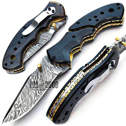 Cuchillo de acero damasco - hecho a mano con funda