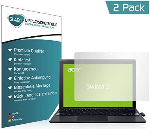 Slabo 2 x Displayschutzfolie für Acer Switch 3 (SW312-31) Displayschutz Schutzfolie Folie Crystal Clear unsichtbar Made IN Germany
