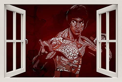 Unified Distribution Bruce Lee - Wandtattoo mit 3D Effekt, Aufkleber für Wände und Türen Größe: 92x61 cm, Stil: Fenster