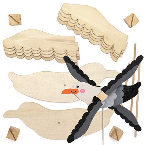 Baker Ross Windmühlen Bastelsets aus Holz „Möwen“, Kunsthandwerksprojekte für Kinder (30 Stück)