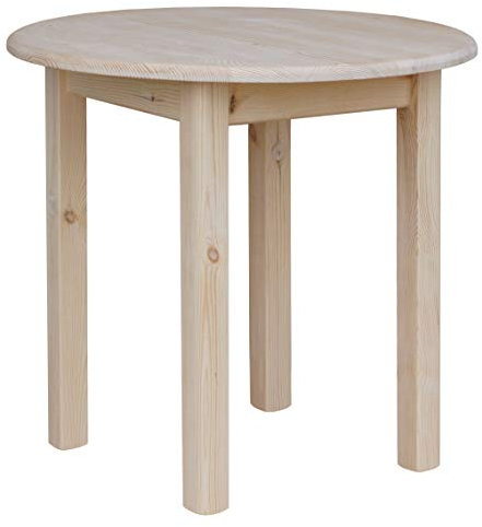 k koma Table ronde en pin massif pour salle à manger, cuisine, restaurant, 90 cm (non traité)