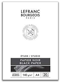 Lefranc Bourgeois 301344 Studio Block mit schwarzem Papier 20 Blatt - A4, 140 g/m², zur Verwendung mit opaken Farben wie Pastell, Bleistift und Deckfarbe zum Basteln und für Collagen
