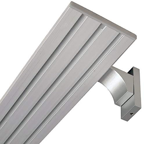 Vorhangschiene Aluminium (inkl. Wandträger) - Silber 3 Lauf 180cm (2x90cm) - Flache Gardinenschiene (7mm) - inkl. Vorhanggleiter