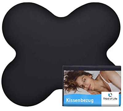 Kissenbezug Schwarz Einzelpack, Perfekt für ACAMAR Seitenschläfer-Kissen, Mako-Baumwolle (Double Jersey), Bügelfrei & trocknergeeignet, Kissenhülle mit Reißverschluss, Oeko-Tex Zertifiziert