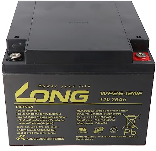 Kung Long WP26-12NE F6 Zyklenfest Blei-Vlies-Akku, 12Volt, 26Ah, M5 Innengewinde