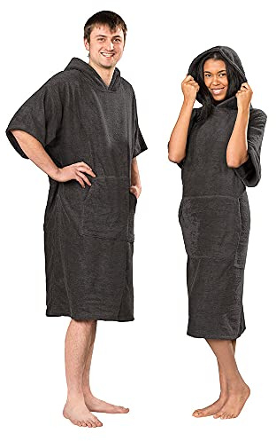 Lanudo® Surf Bade Poncho mit Kapuze | Unisex | 100% Baumwolle, Sanitized® | Bademantel/Umziehhilfe