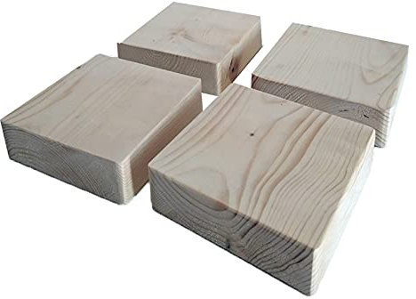 7x7cm Echt Holz Möbelerhöher Möbelerhöhung Betterhöhung Bed Riser Möbelfüße Möbelerhöhung Tischerhöher Elefantenfuß für Bett Tischbeine Sofafuss 4 Stück (2cm)