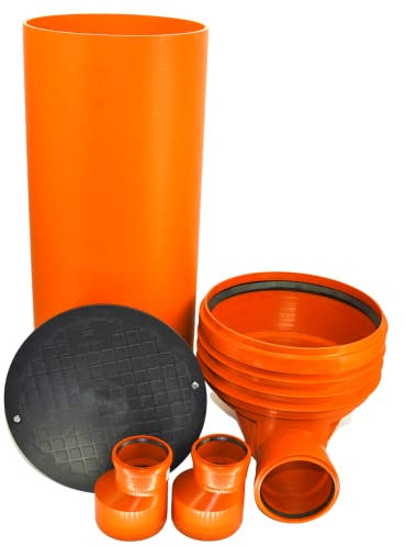 KARMAT/Dyka Megaastore KG Schacht DN400/DN110 - Komplett SET - KG Rohr 100 cm - Kanal Entwässerung - Kontrollschacht Revisionsschacht Komplett SET