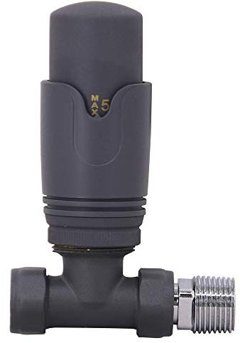Warmehaus 15mm Straight Anthracite Thermostatic Radiator Valve