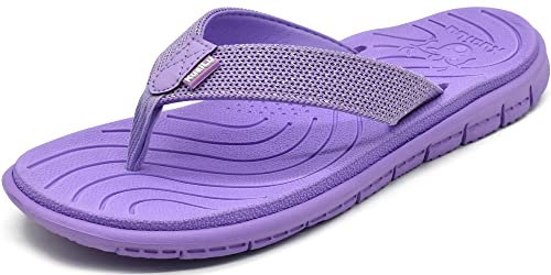 KuaiLu Infradito Donna Moda Estive Comode Pelle Ciabatte Infradito Supporto Arco Plantare Sandali Infradito Spiaggia Piscina Flip Flop Mare Leggere Antiscivolo Gomma Suole Viola 38