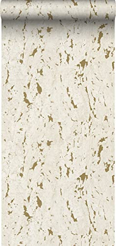 papier peint liège blanc cassé et or 50 x 900 cm - ESTAhome
