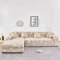 ShowyLive Sofa Überzug Couch Überzug 2er Set für Ecksofa L-Form Sofabezug 3 Sitzer+3 Sitzer, mit 4 Stück Kissenbezug, Weißes Blumenmuster