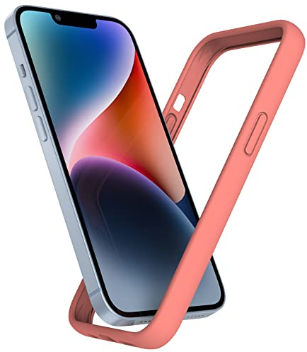 K TOMOTO Flüssigsilikon Bumper Case Kompatibel mit iPhone 14, Koralle | Liquid Silicone Rahmen Bumper Case [Stoßdämpfung] [Erhöhter Kantenschutz] [Fallschutz] [Seidige und weiche Haptik]