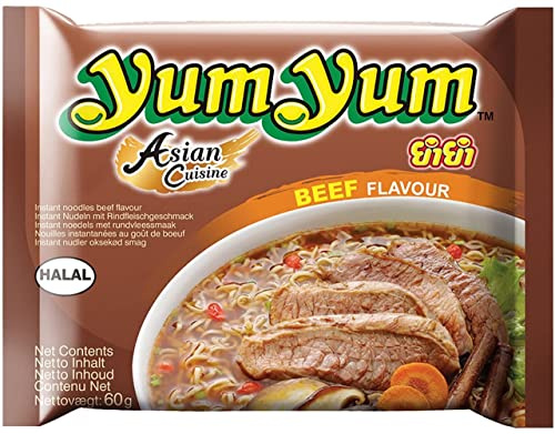 Yumyum Nudeln mit Rindfleisch, Nudelsuppe mit Rindfleischgeschmack, 60 g (Karton mit 90 Beuteln)
