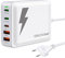 LAMJAD 100W USB C Ladegerät, PD GaN III Netzteil, 5 Port Schnellladegerät [3 USB C + 2 USB A] Kompatibel Mit iPhone 14/13/12, iPad Pro, Galaxy S22/S21, Pixel (Weiss)