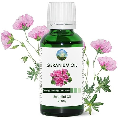 NPOW Geranium Essential Oil - 30ml, Geranium Oil Essential Oils for Diffusers for Home, Skin, Hair, & Candle Making, Geraniums Aromatherapy Oils for Diffusers Mix, Home Fragrance, Candle Scents
