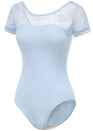 Lanbodance Damen Kurzarm Balletttrikot Gymnastik Tanz Erwachsene Trikot Bodysuit